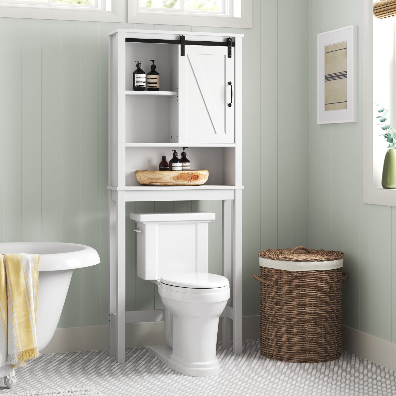 Cubby Shelved Over The Toilet Storage Cabinet