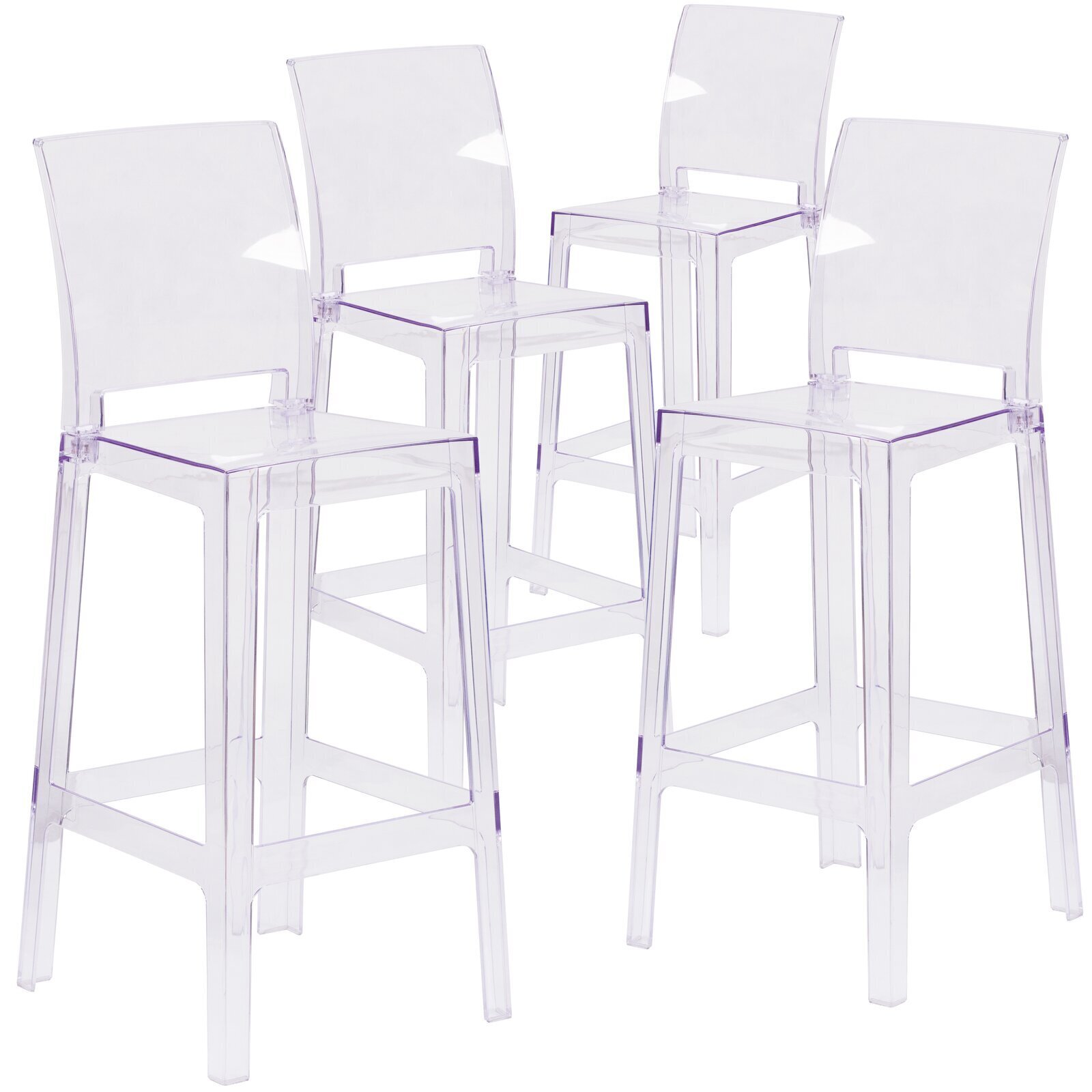 Cutout Clear Bar Stools Set of 4