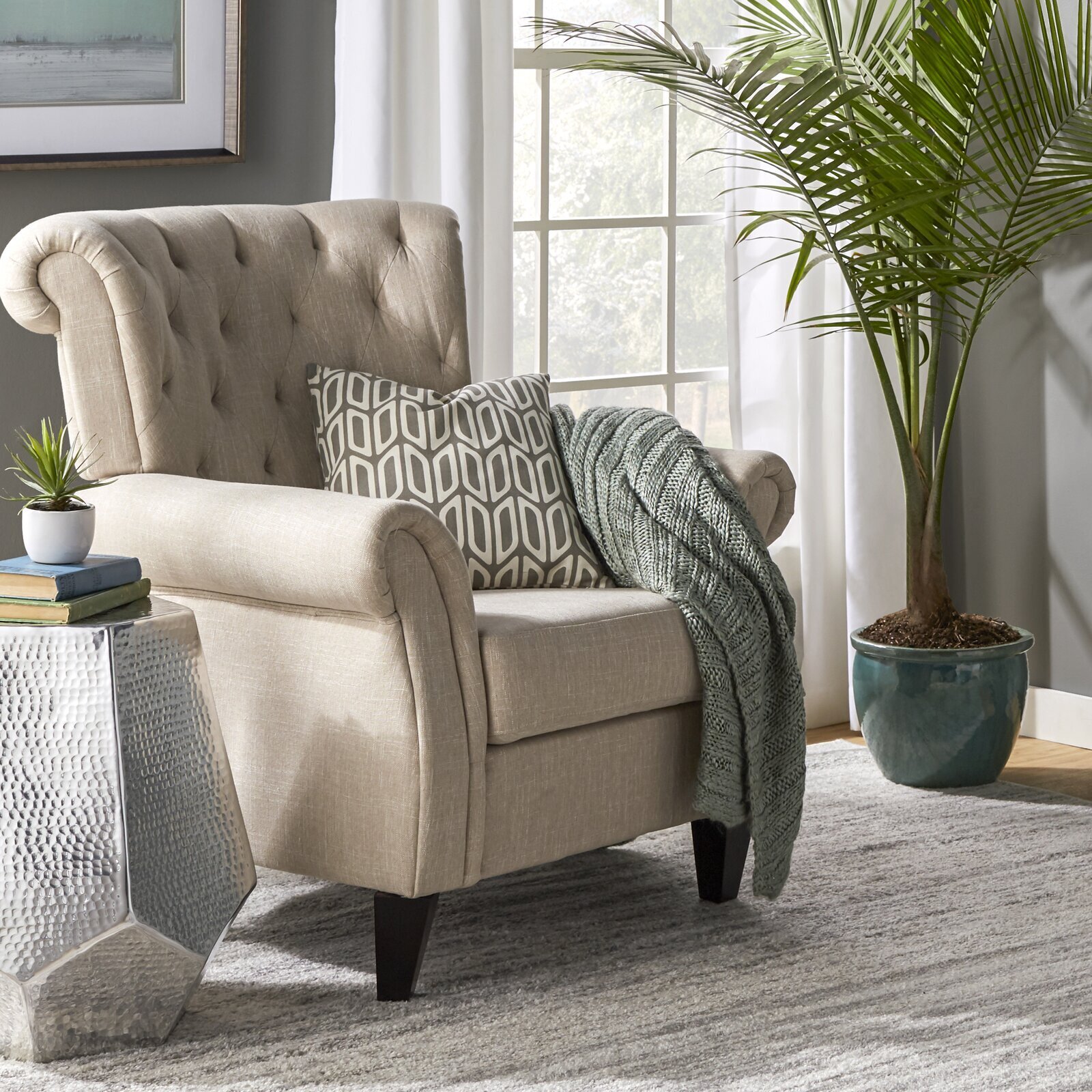 Diamond Tufted High Seat Armchair 