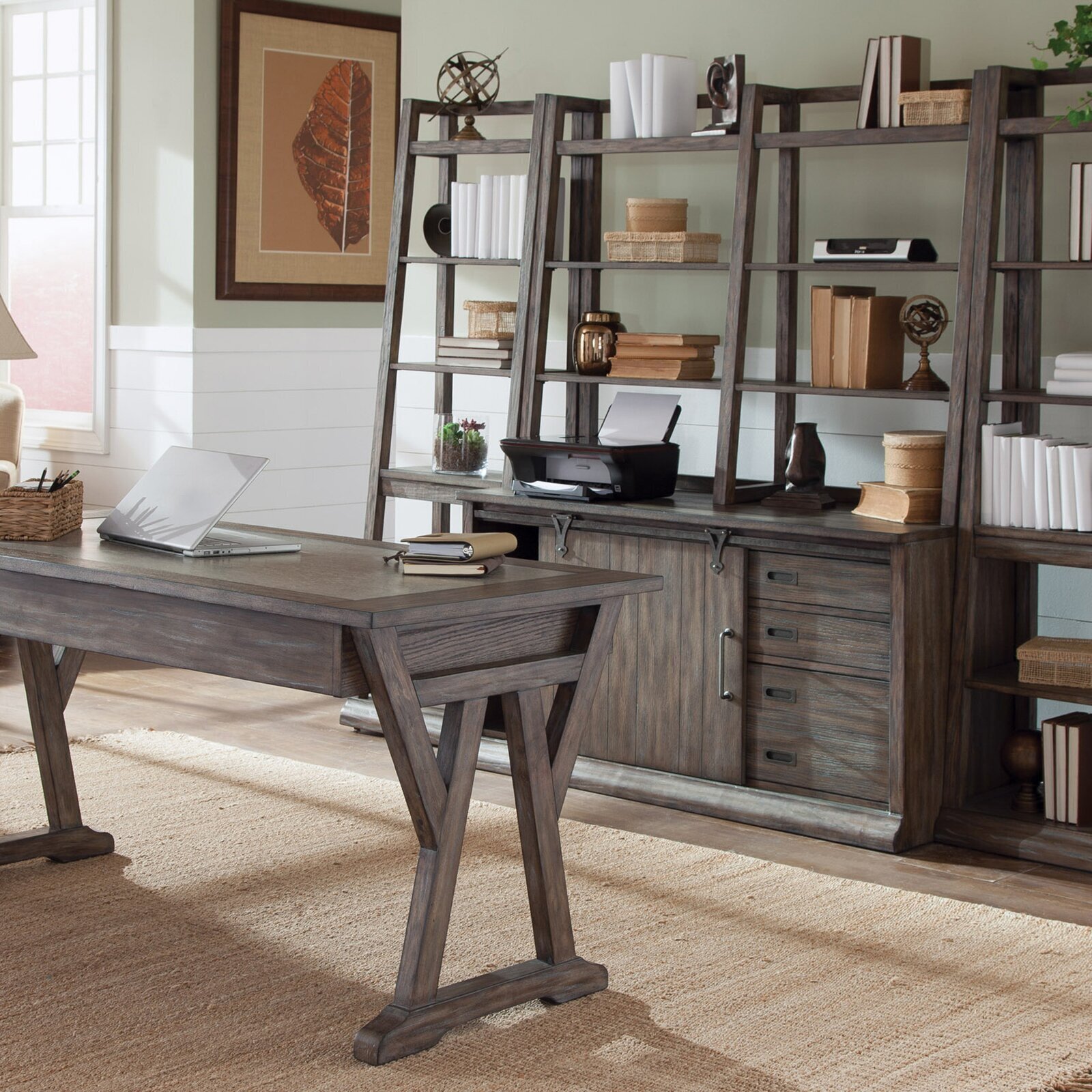 Distressed Executive Desk with Credenza 