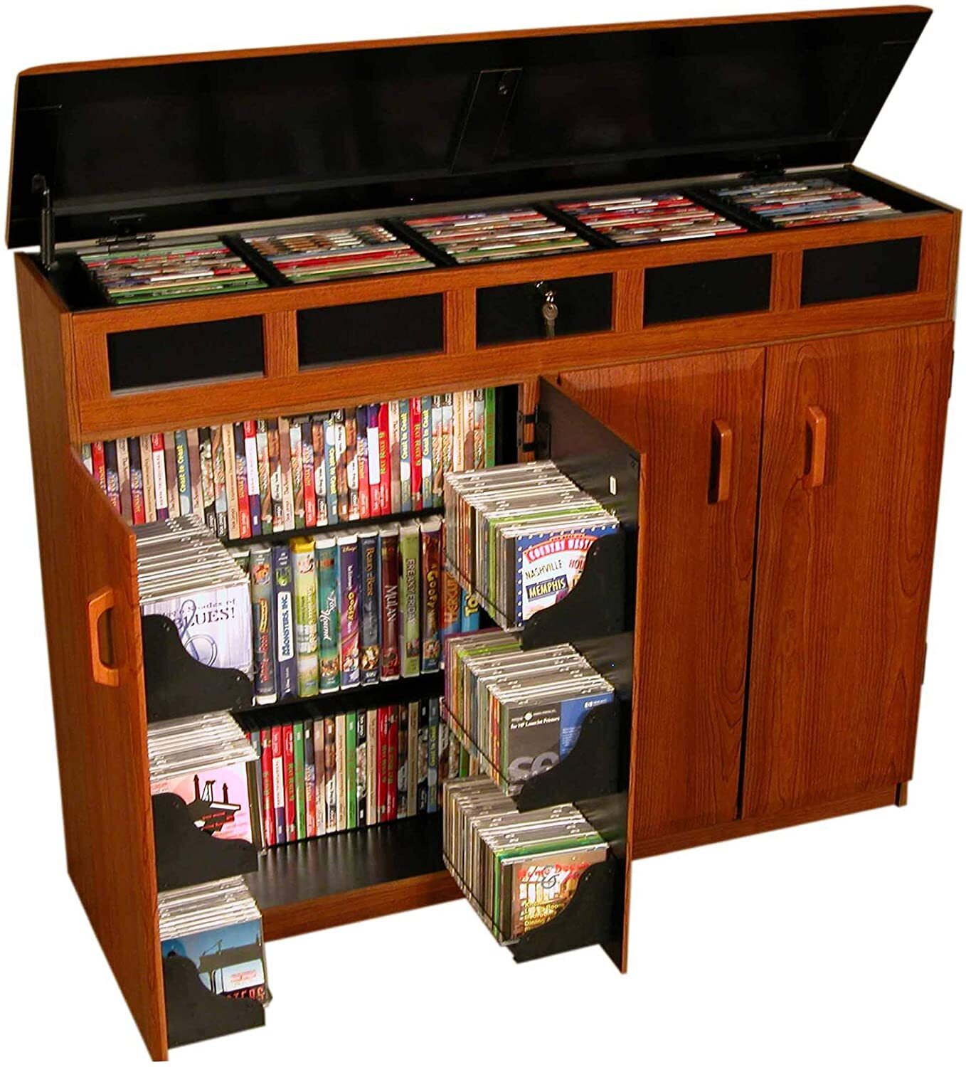 DVD Storage Cabinet With Doors and Top Load