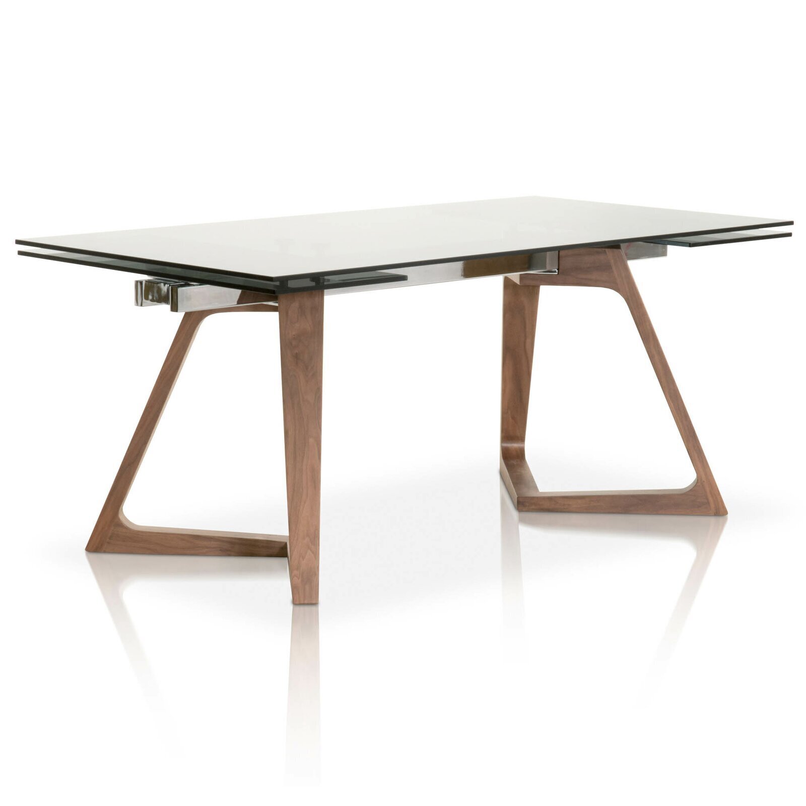 Extendable Glass on Top of Wood Table