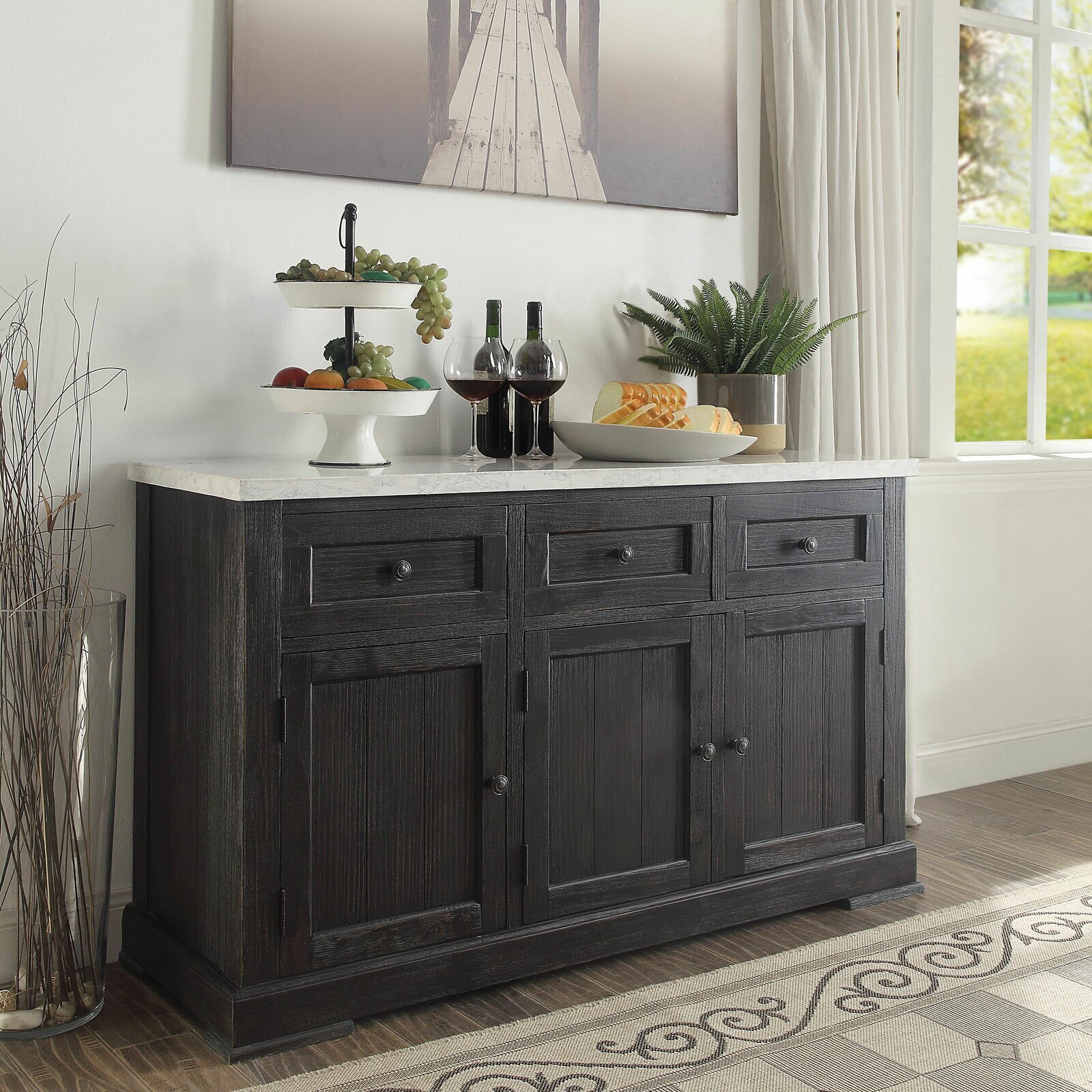 Farmhouse Marble Top Sideboard