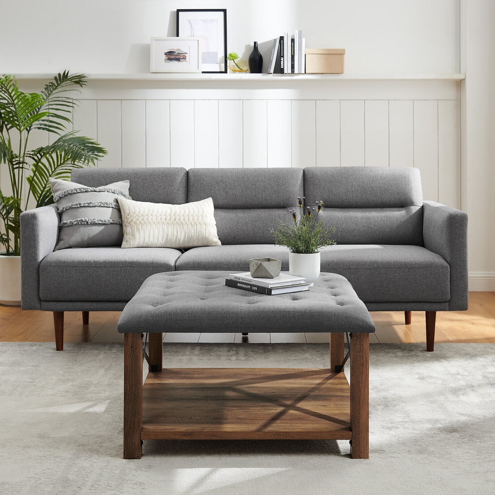 Farmhouse X Frame Square Ottoman Table