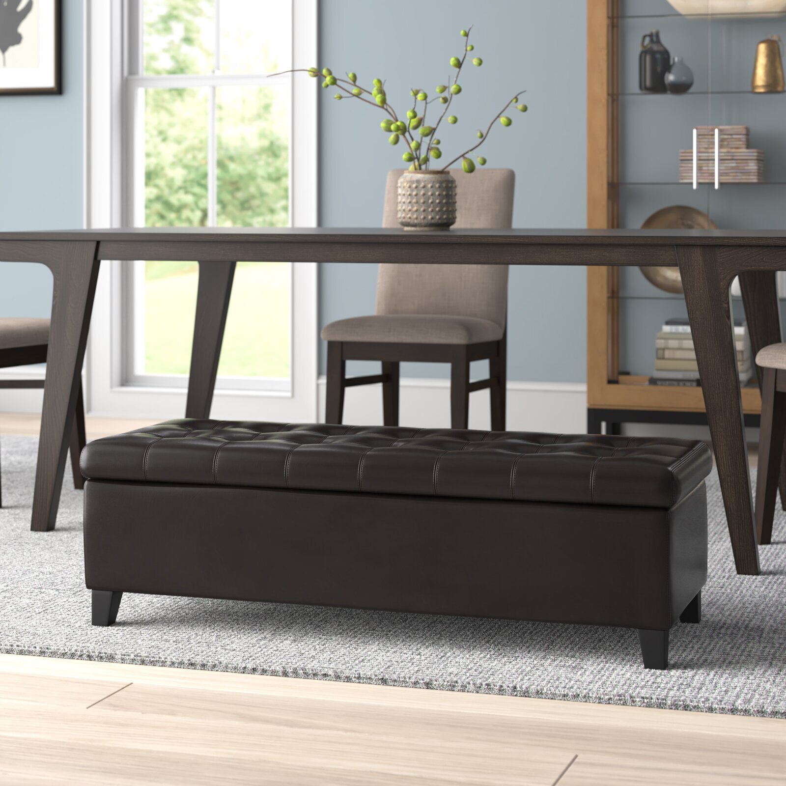 Faux Leather Dining Room Bench with Storage