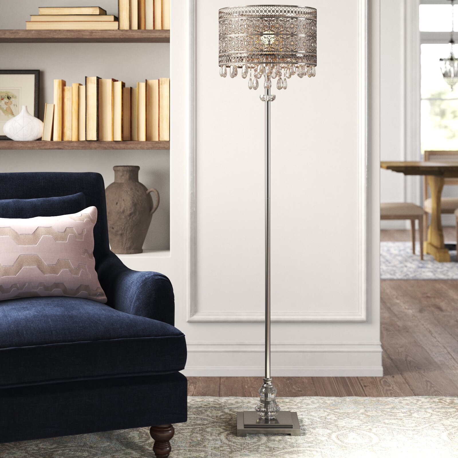 Floor Chandelier Lamp With Metal Drum Shade
