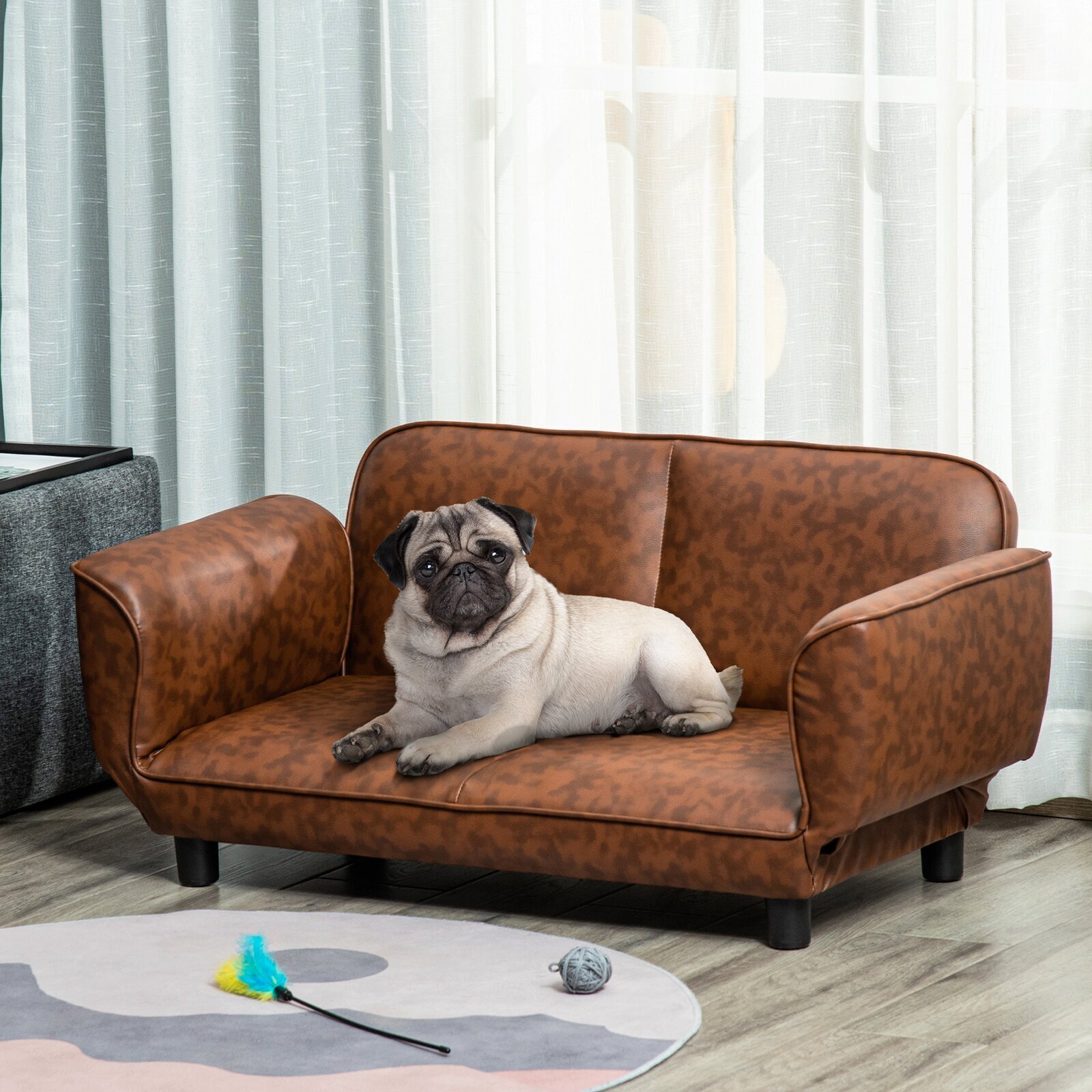 Foldable leather dog couch