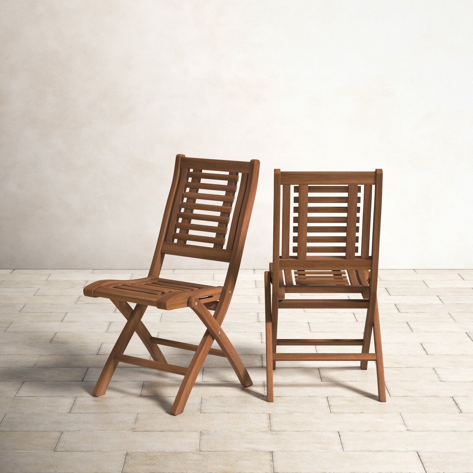 Folding garden chair set in wood