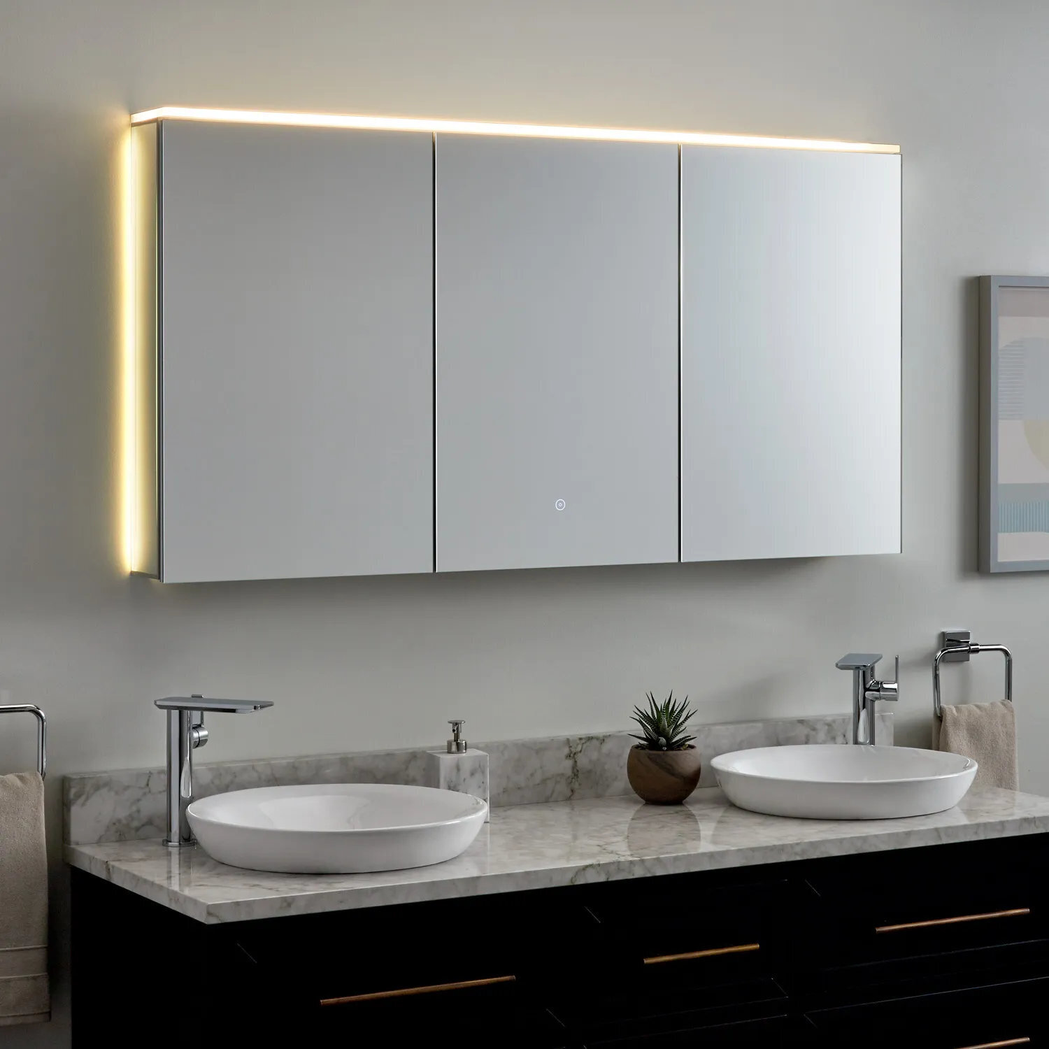 Frameless Tri View Mirror Medicine Cabinet