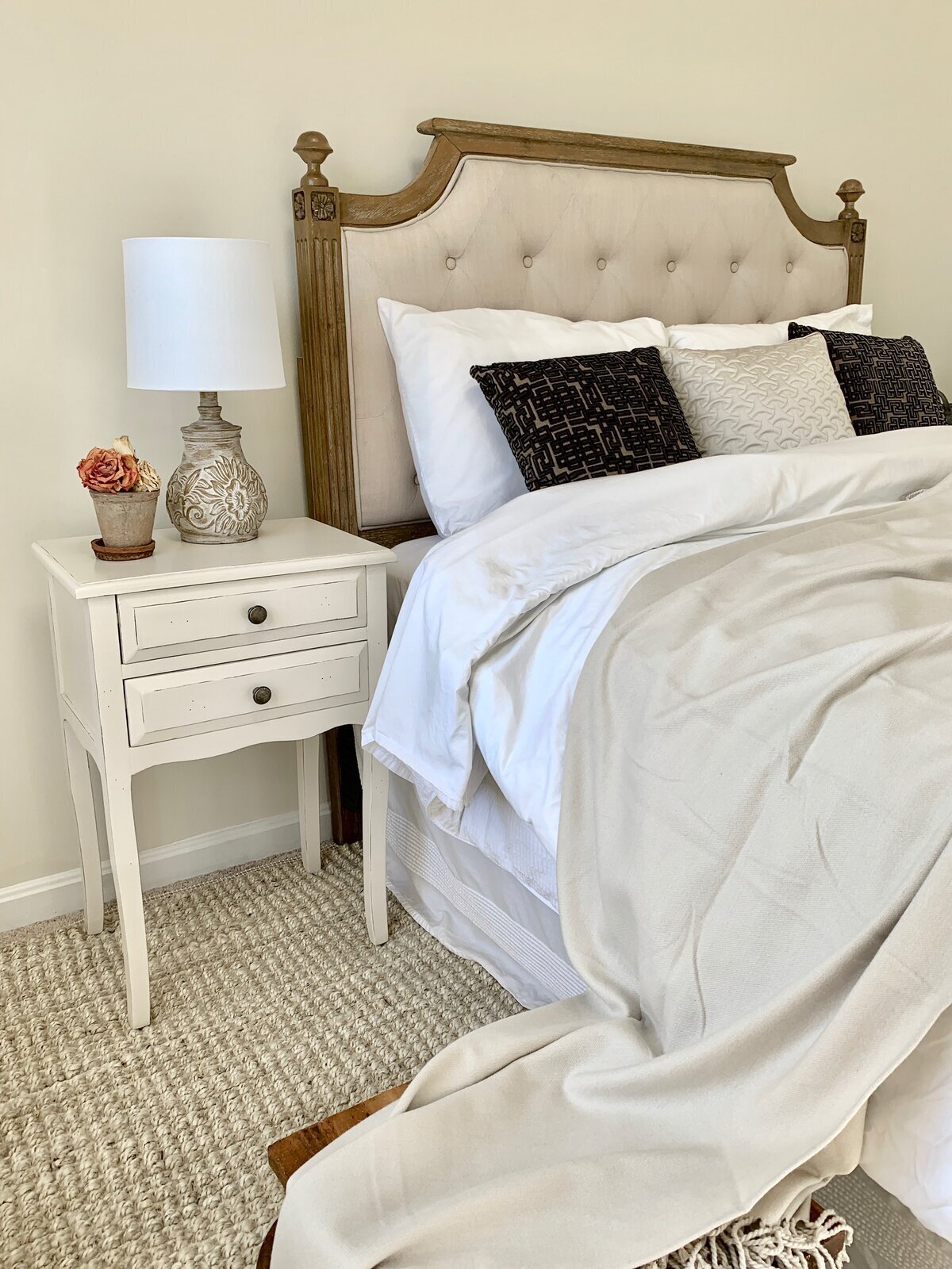 French Country Solid Wood Panel Headboard