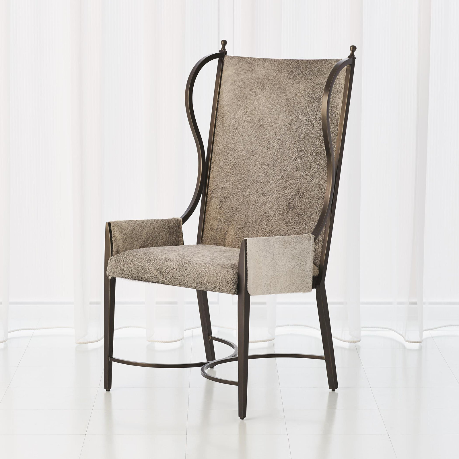 Genuine Leather Modern High Back Dining Chair