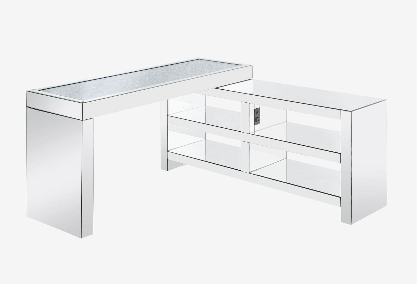 Glass Top L Shape Executive Desk