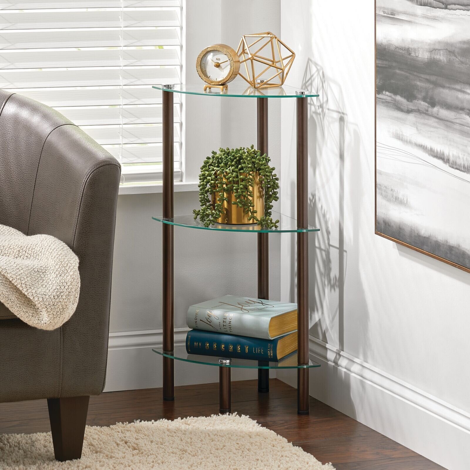 Glass Triangle Corner Table