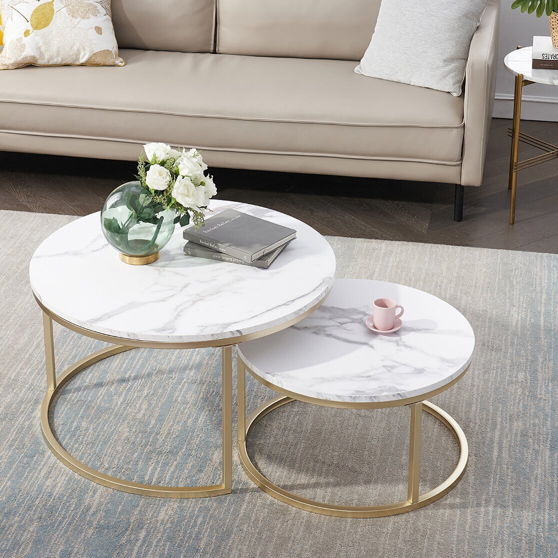 Gold Nesting Coffee Tables for Compact Spaces