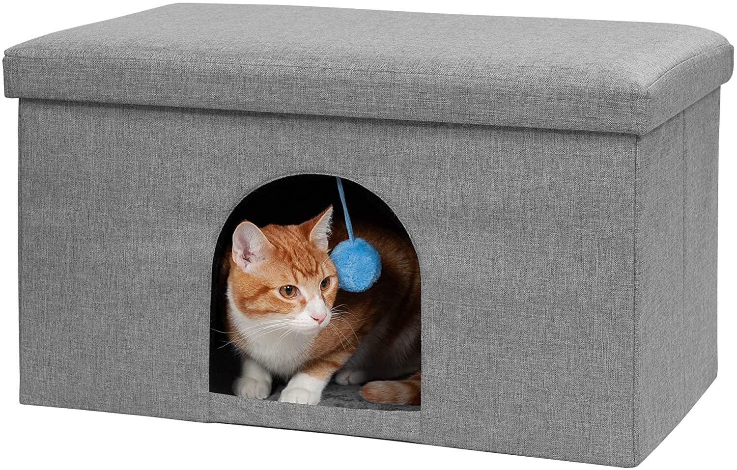 Gray Fabric Collapsible Ottoman 