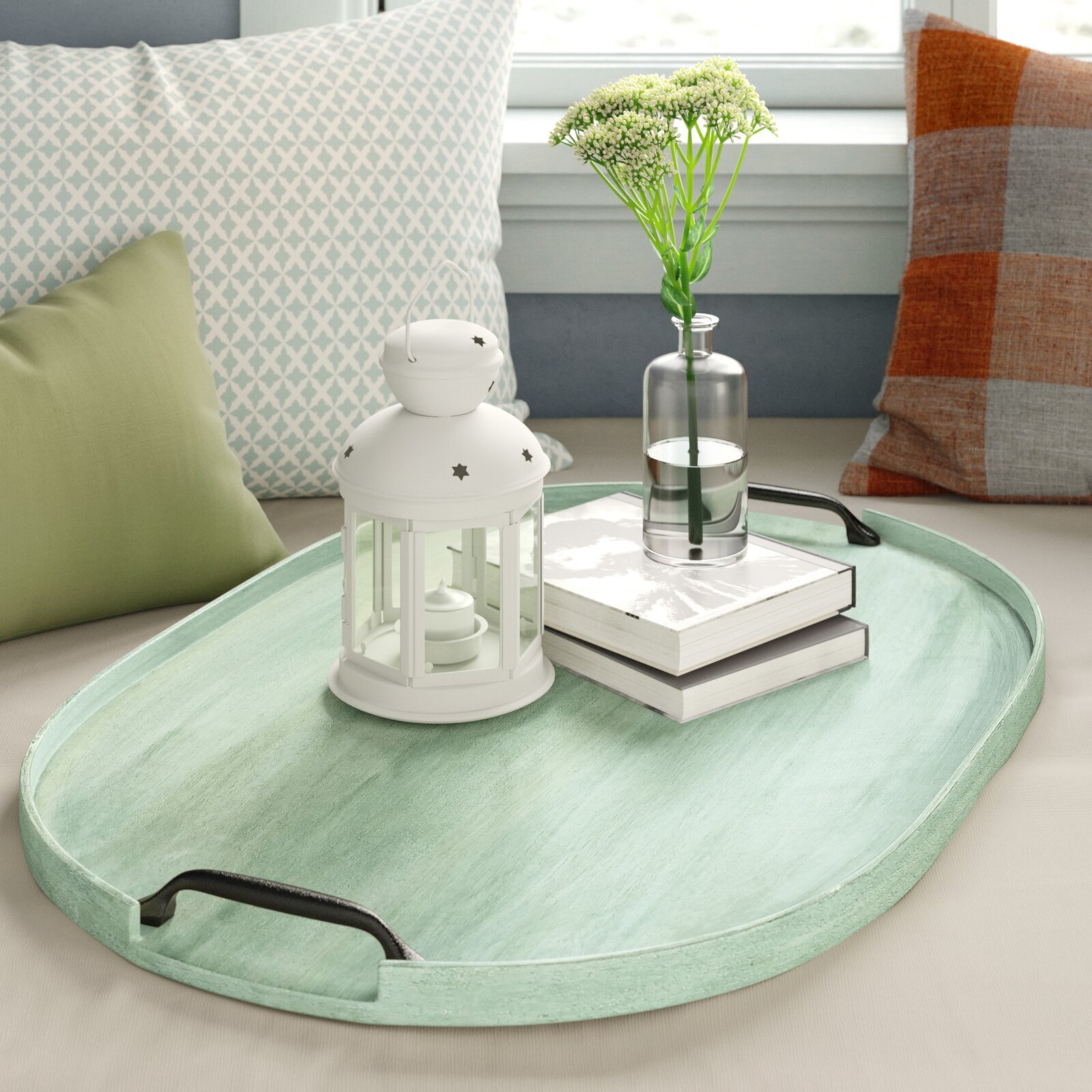 Green Toned Ottoman Tray