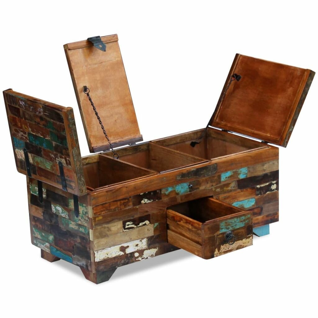 Handmade Boho Inspired Colorful Wooden Trunk 