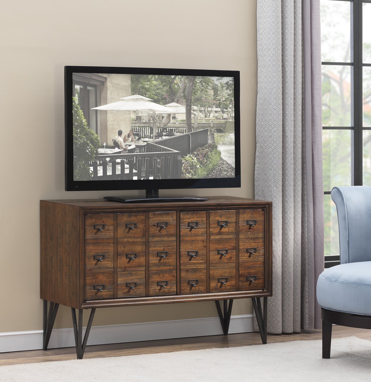 Iron Leg Card File Cabinet