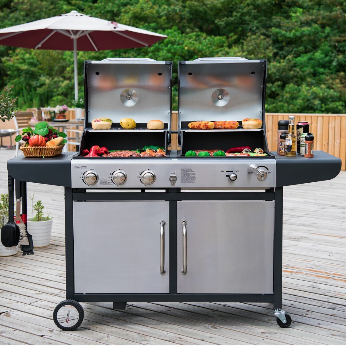 Large Charcoal BBQ with Cast Iron Grill