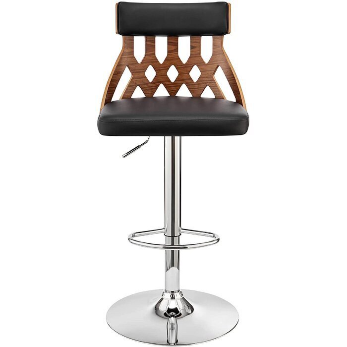 Leather and Walnut Bar Stool