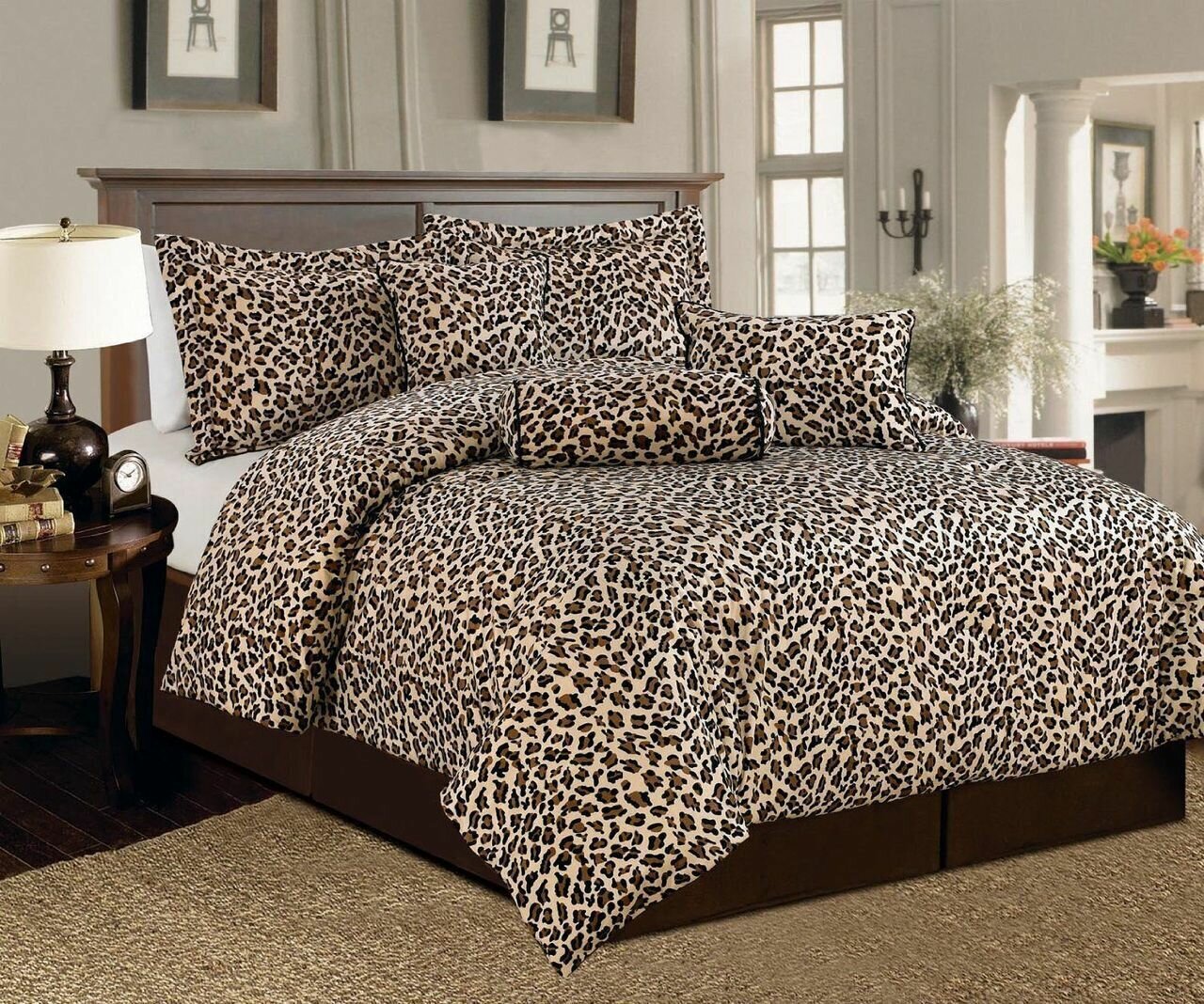 Leopard Print Queen Comforter Set