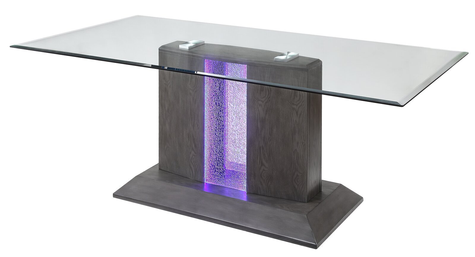 Lighted Wooden Dining Table With Glass Top