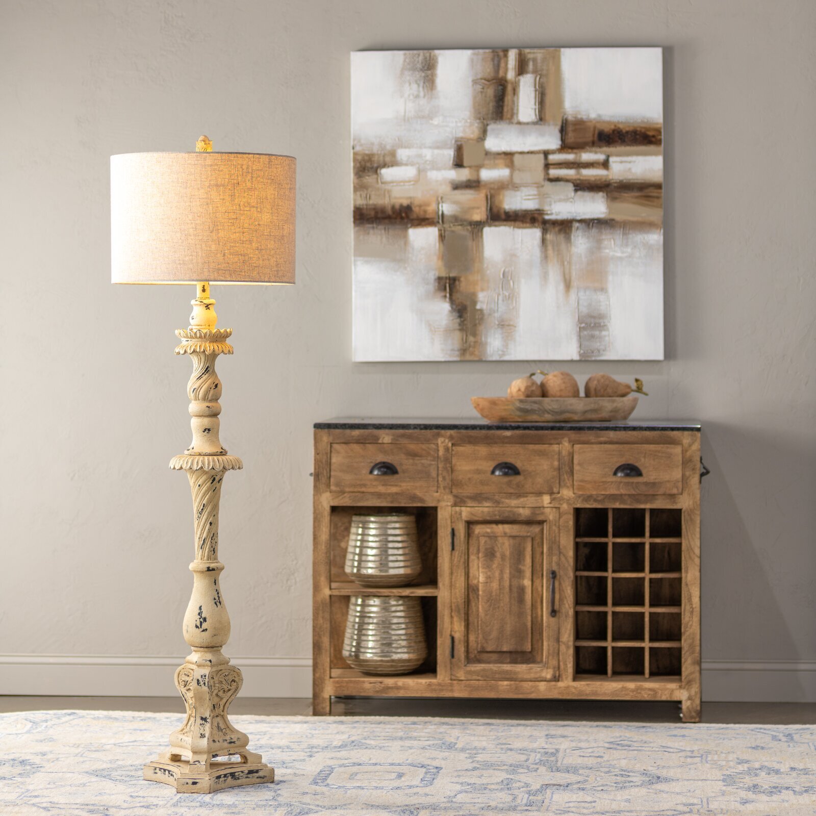 Linen Shade French Country Floor Lamp