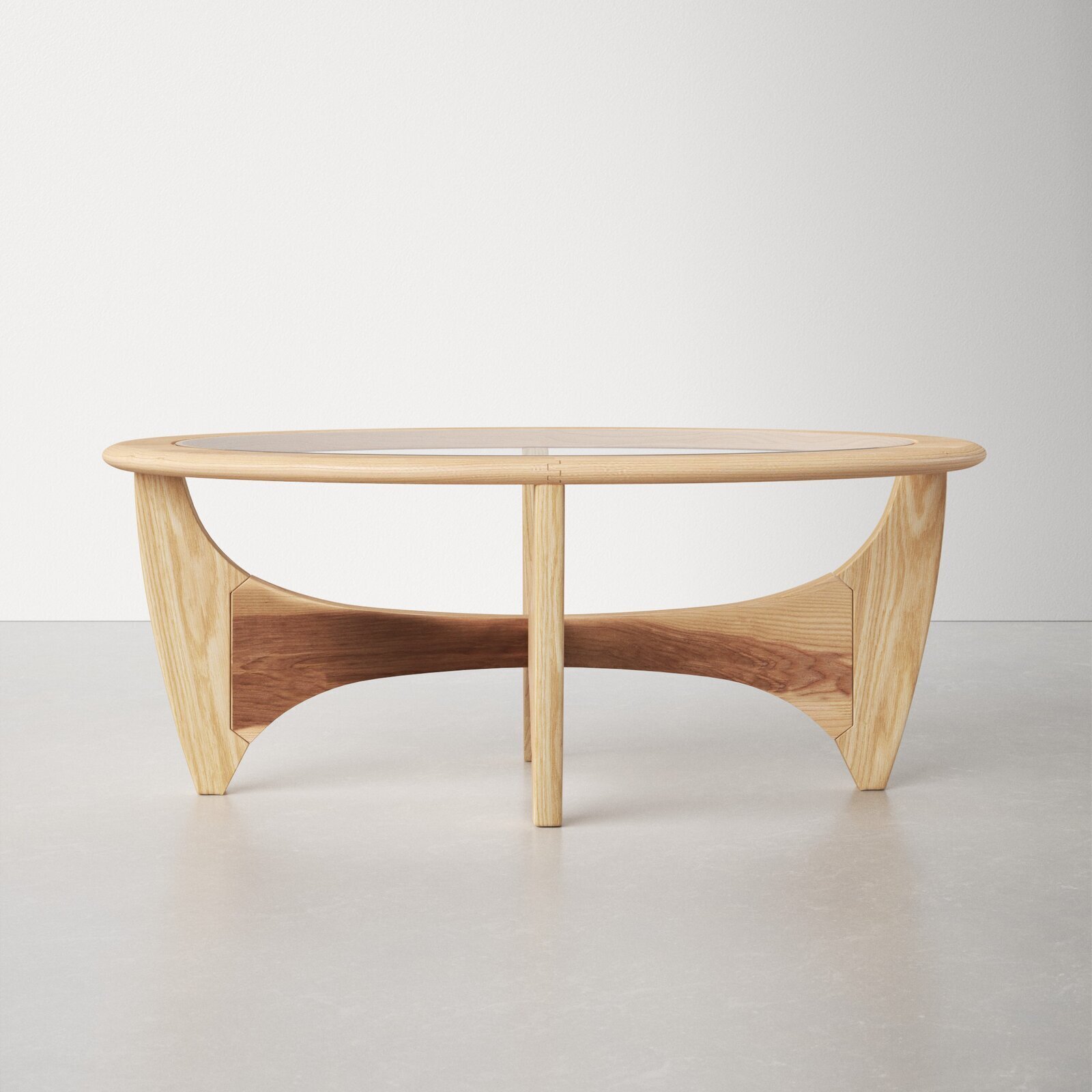 Mid Century Modern Glass and Wood Coffee Table