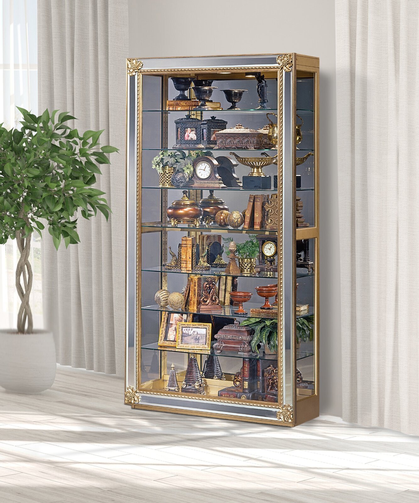 Mirror and Gold Cabinet