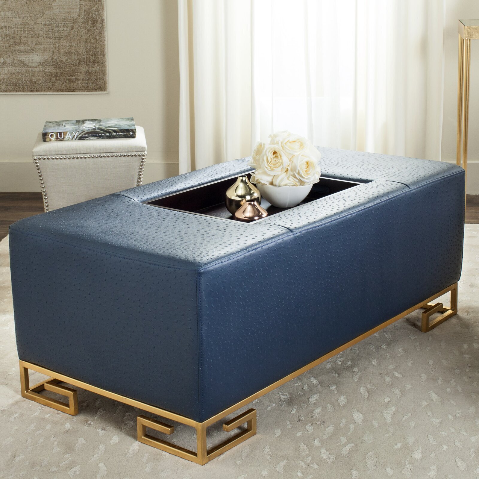 Modern Keyhole Coffee Table Ottoman