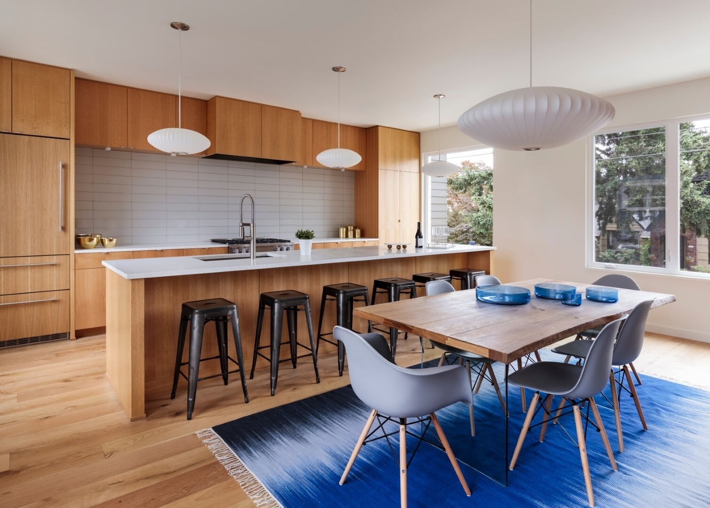 Modern kitchen with blue accents