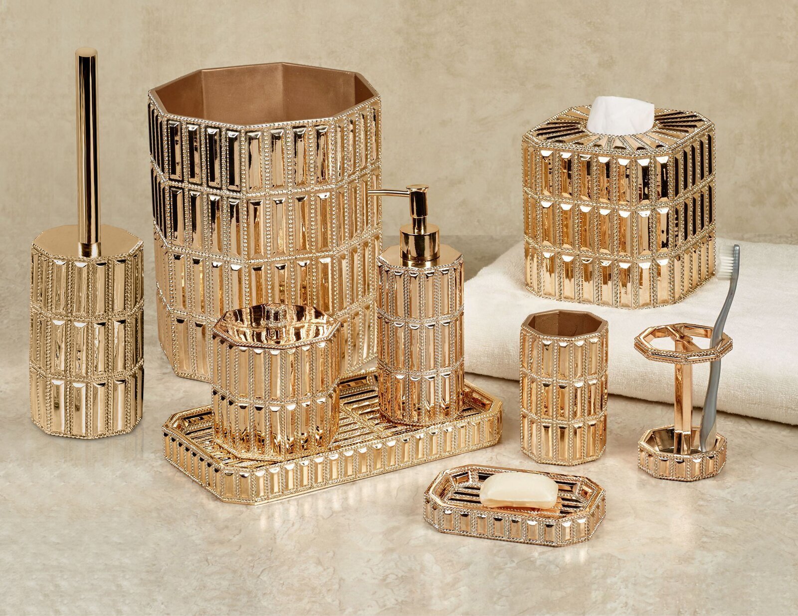 Old Hollywood Gold Bathroom Set