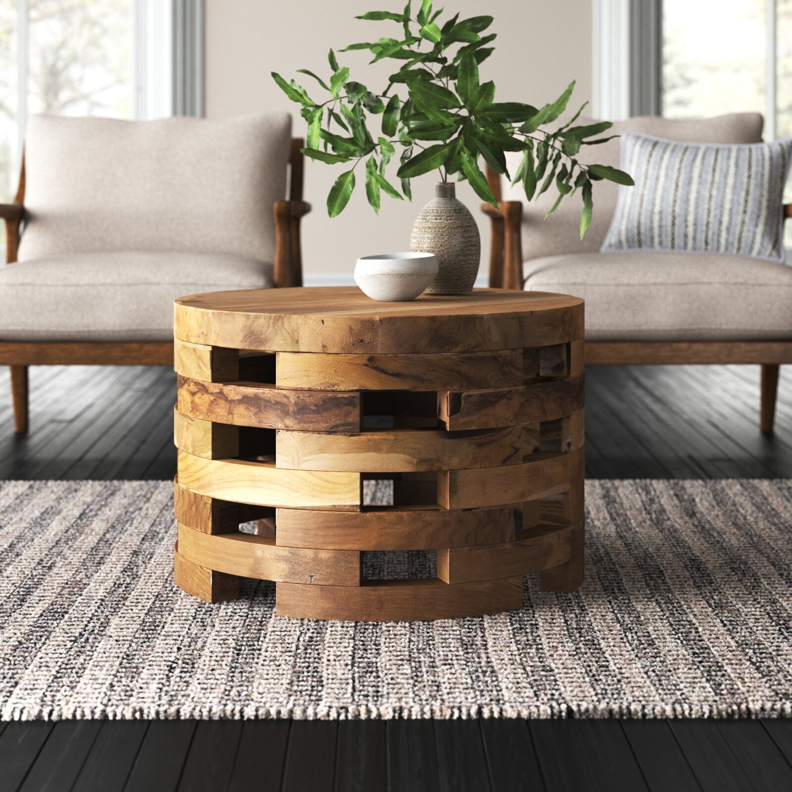 Plantation Teak Solid Wood Round Coffee Table