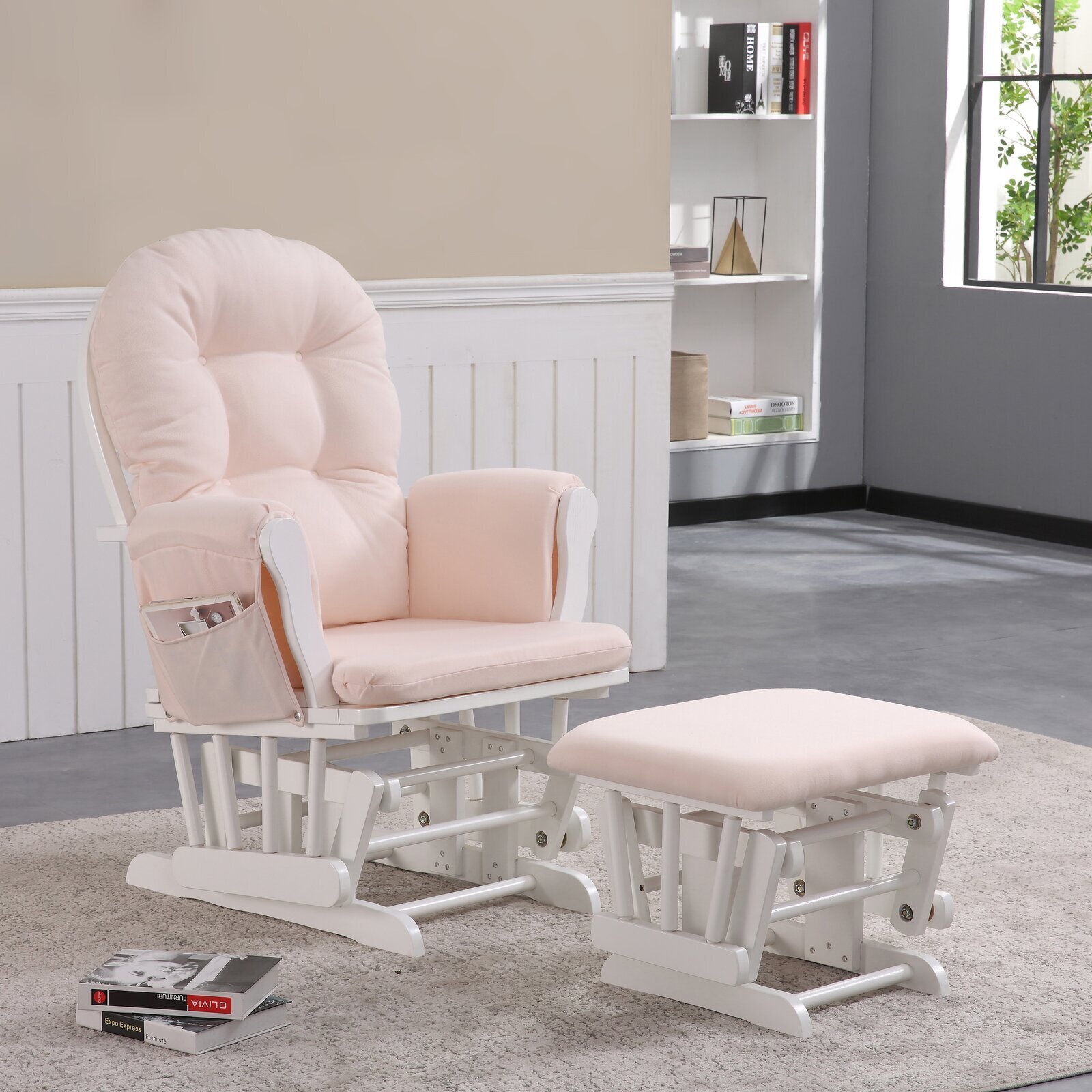 Plush Wooden Glider Chair