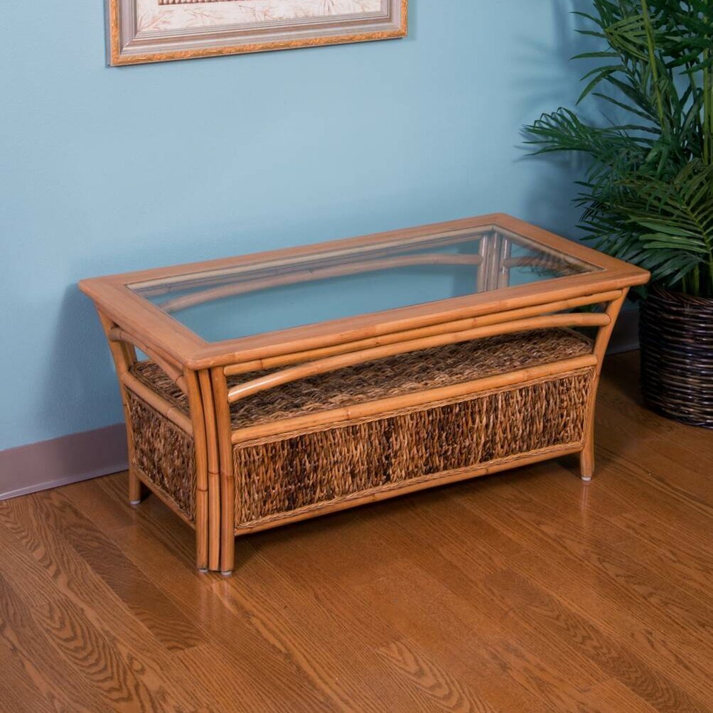 Rectangle Rattan Coffee Table With Shelf