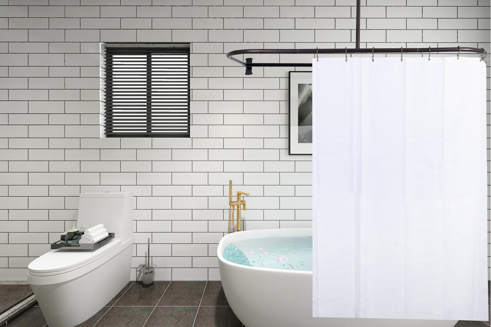 Retro Aluminum Oval Shower Curtain Rod