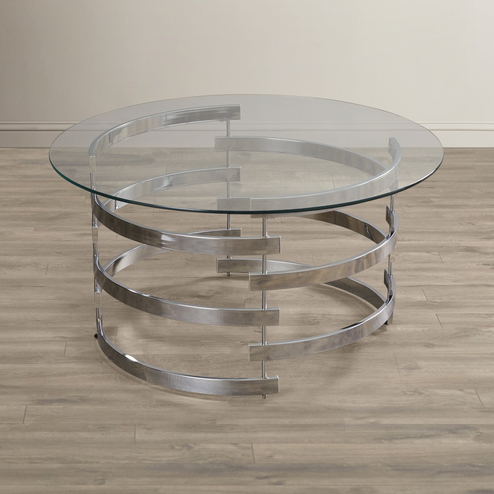 Round Chrome and Glass Coffee Table