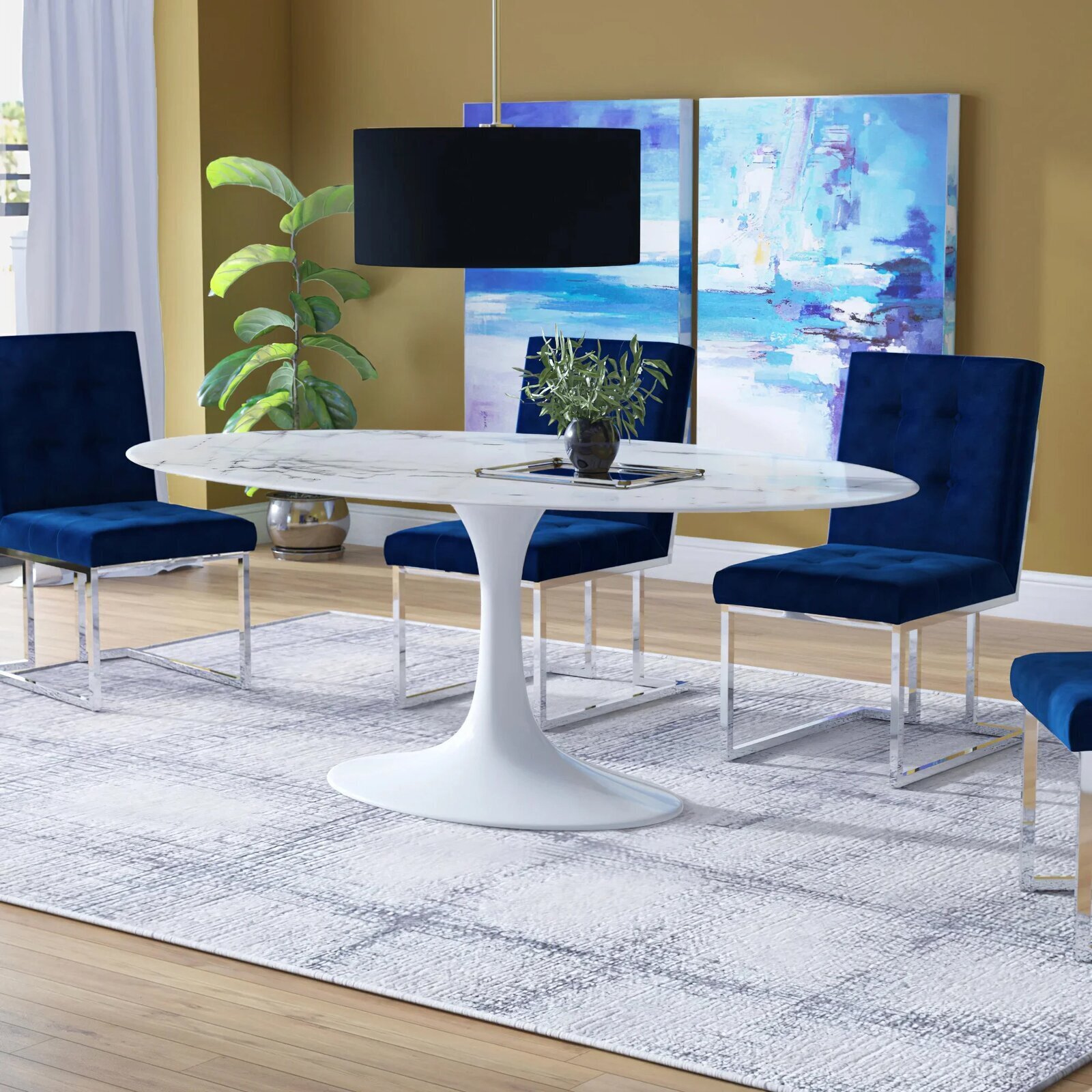 Round White Table With Thin Design