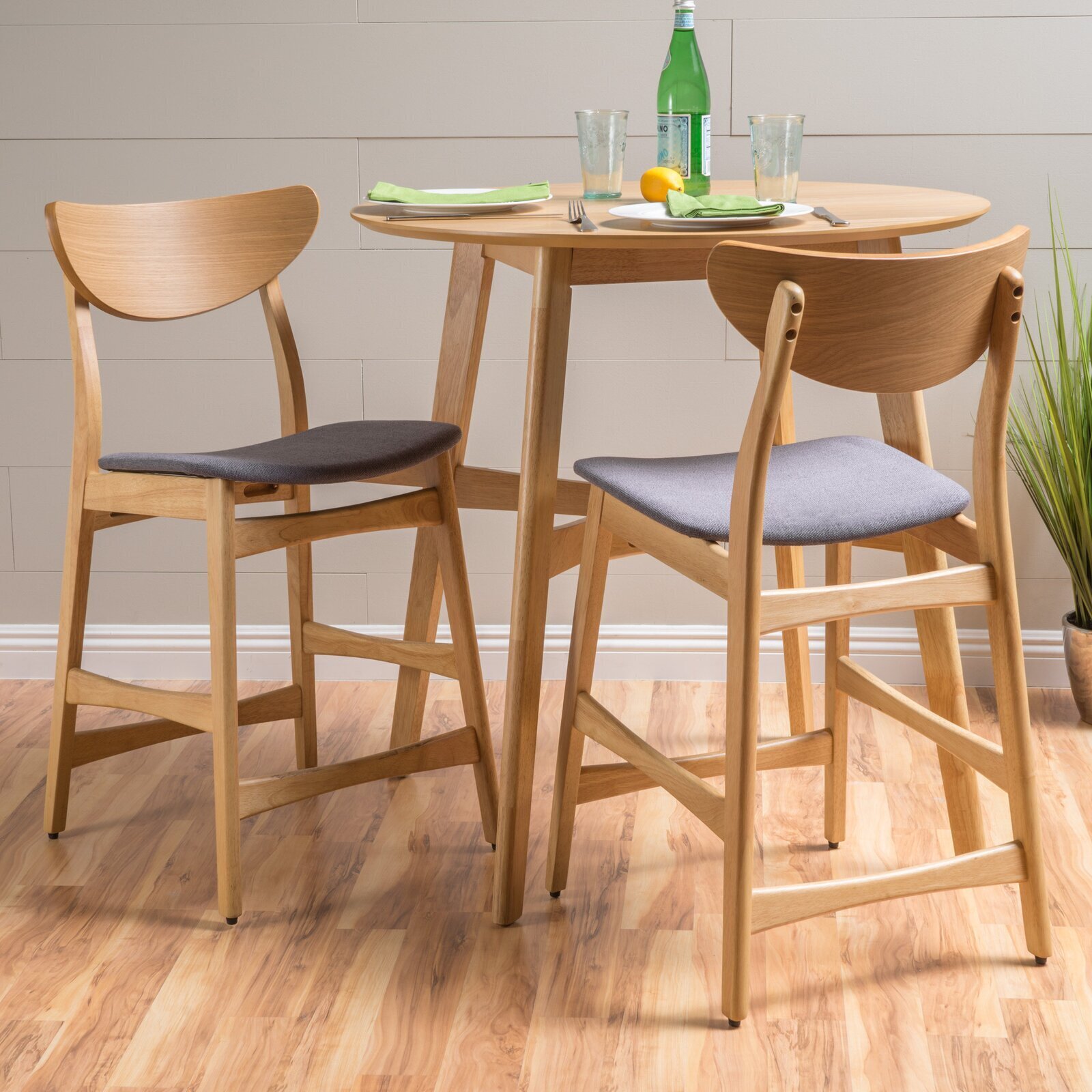 Rubberwood Mid Century Modern Bar Stools