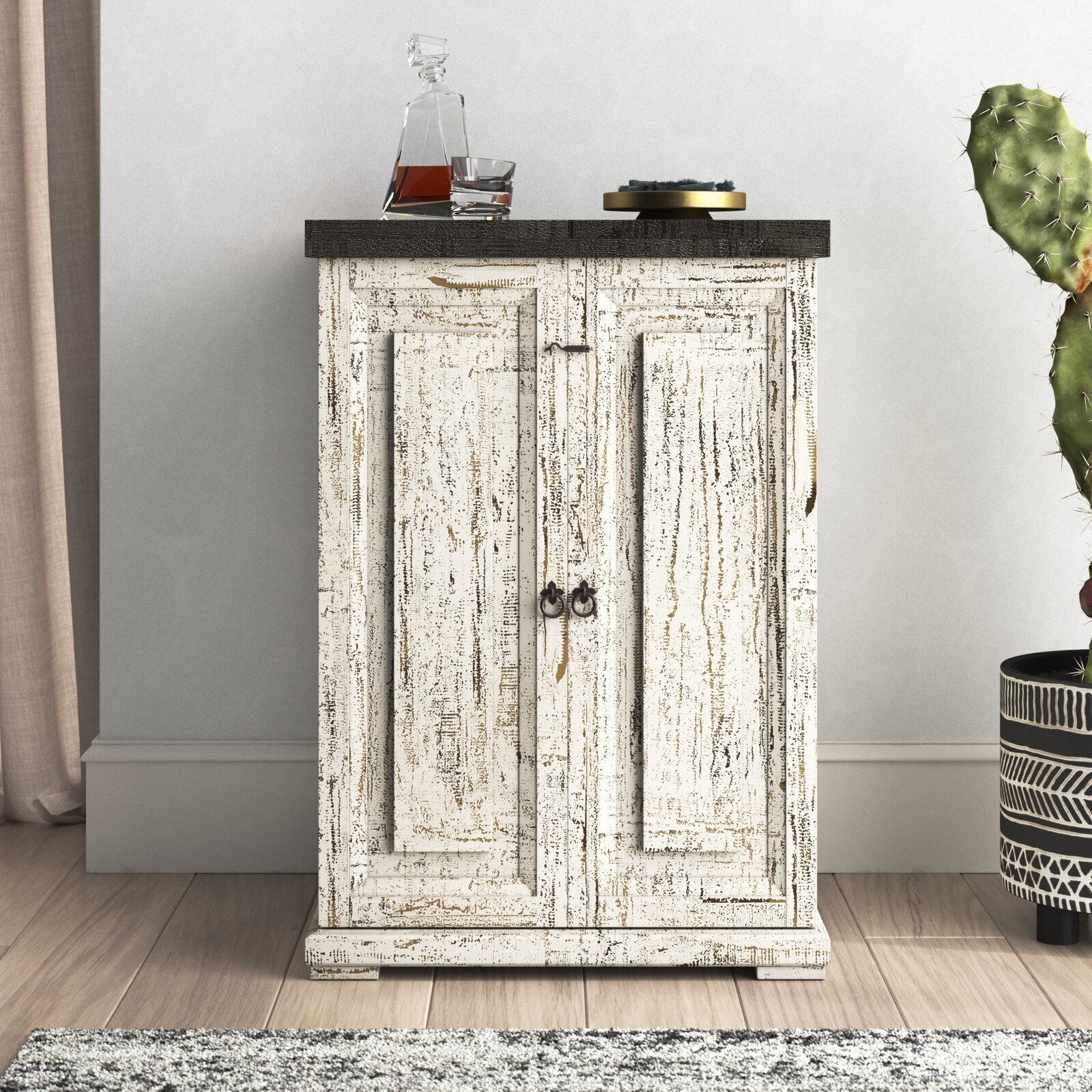 Rustic Fold Away Bar Cabinet