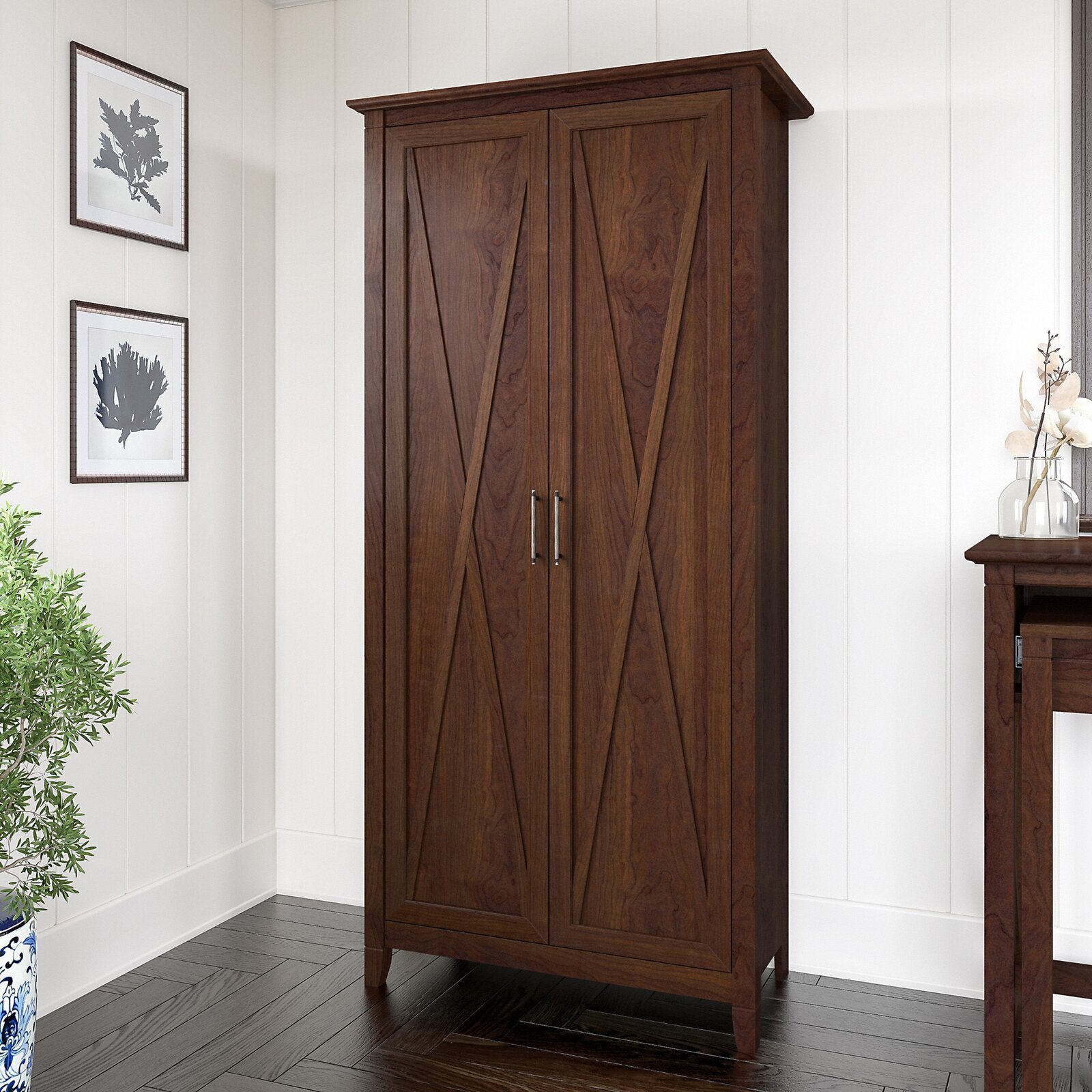 Scandi Style Deep Cherry Wood Cabinet 