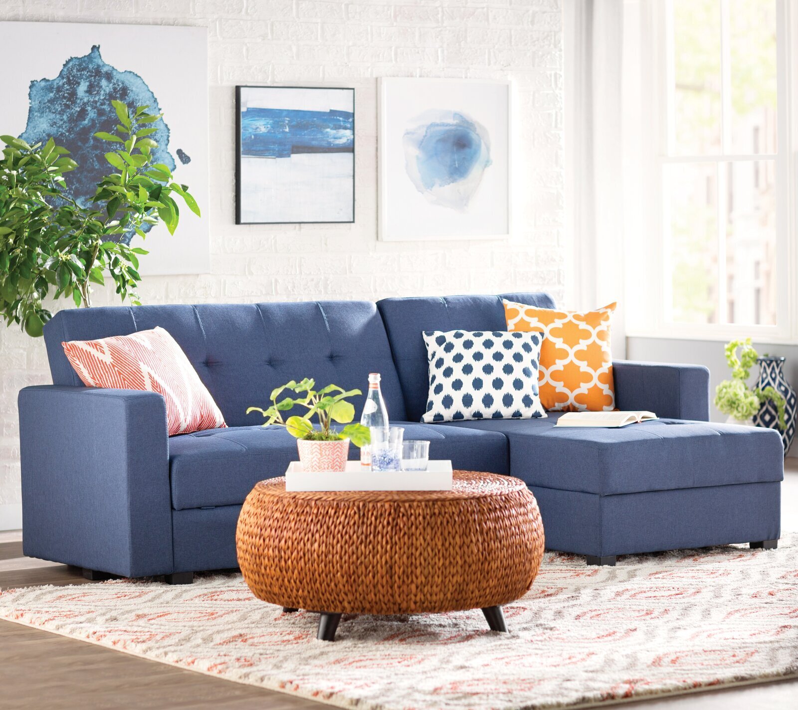 Seagrass Rattan Ottoman Coffee Table 