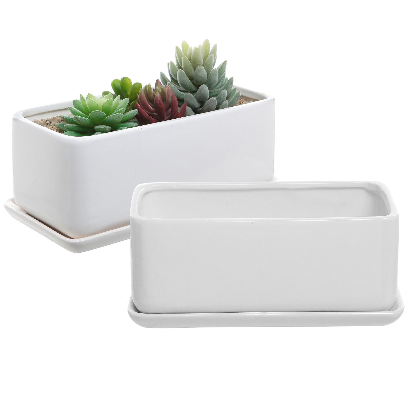 Set of Two Indoor Rectangular Planters
