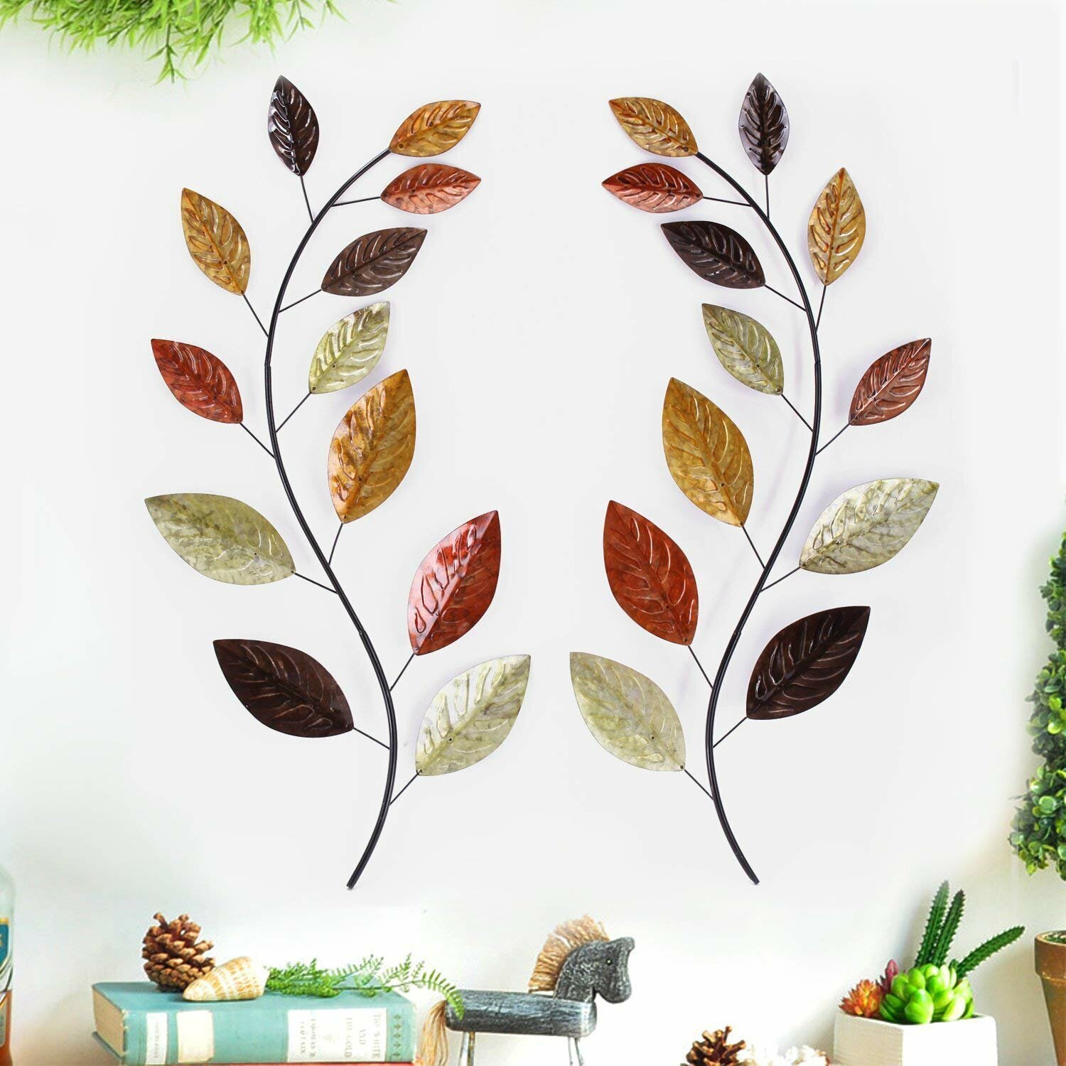 Set of Two Leaf Wall Decor
