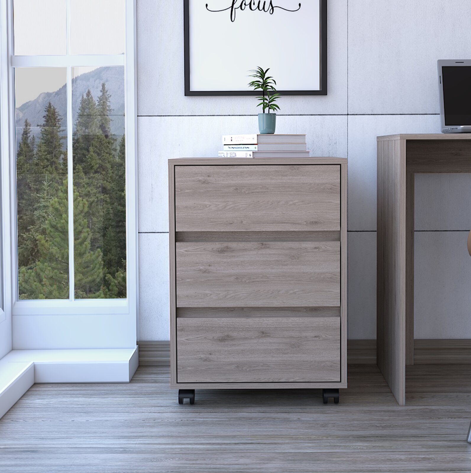 Sleek Wooden Filing Cabinet