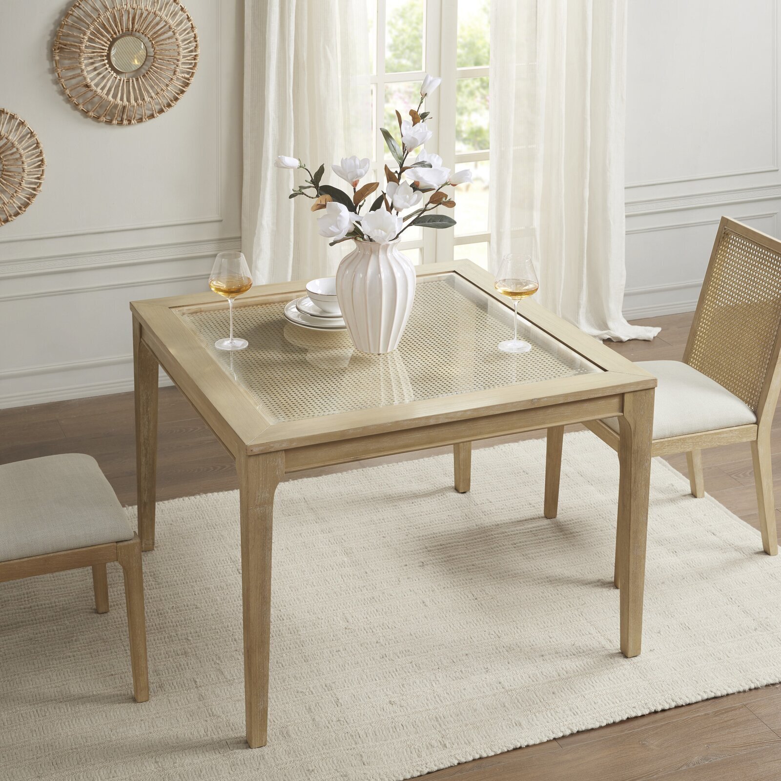 Square Wood Table With Glass Top Insert