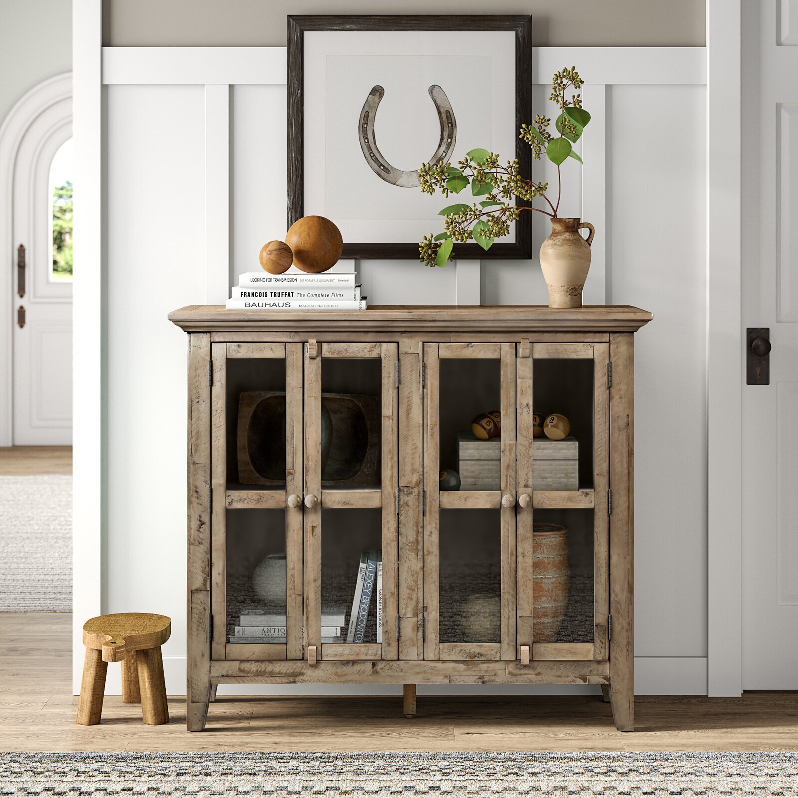 Tall Beige Victorian Cabinet 