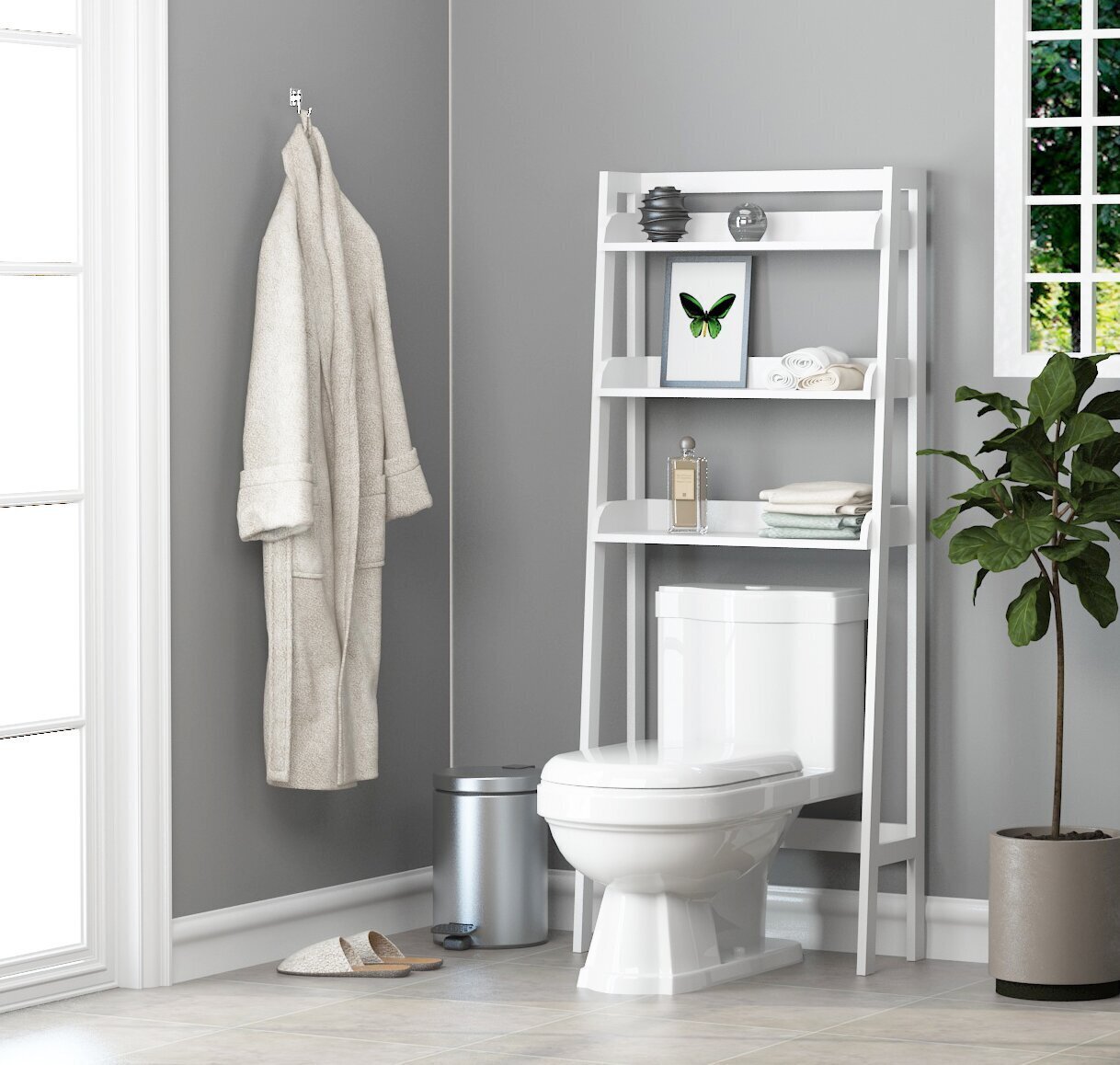 Three Shelf Over The Toilet Storage Cabinet