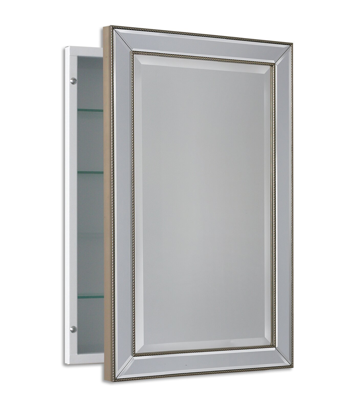 Traditional beveled mirror medicine cabinet
