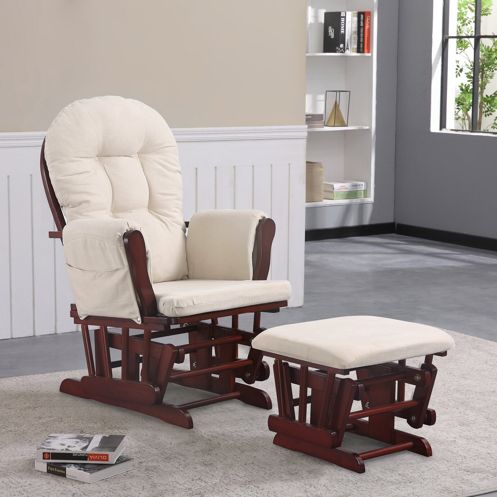 Traditional Wooden Glider Rocking Chair